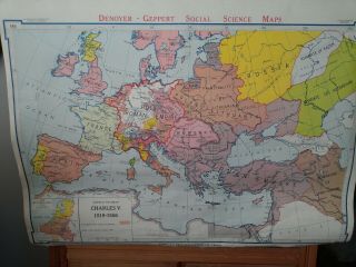 Vintage Europe Roll Up Map Denoyer - Geppert School Pull Down