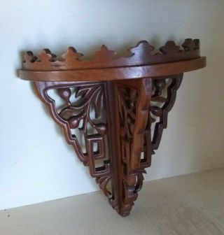 Antique Wood Wall Sconce Shelf Carved