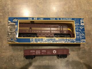 Antique Ho Fairbanks Morse C Liner Pennsylvania Train Engine And Car By Ahm