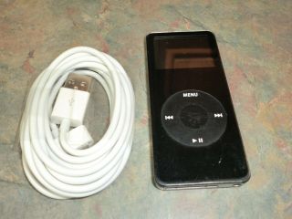 Apple Ipod Nano 1st Generation Black A1137 2gb Rare Bundled Usb Cable