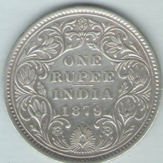 British India 1879 Victoria Empress One Rupee Silver Key Date Rare