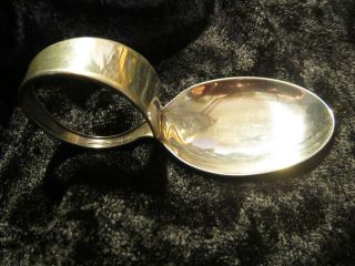 Vintage - Sterling Silver Baby Spoon With Curved Handle - Marked Sterling