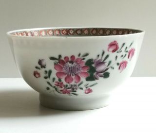 Rare Mid C18th Famile Rose Hand Painted Porcelain Tea Bowl -