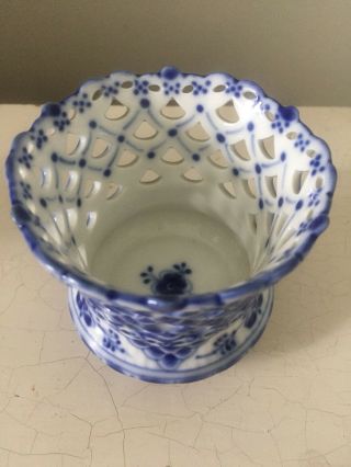 Rare Antique Royal Copenhagen Blue Fluted Full Lace 1015 Cigarette Holder Vase