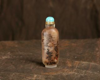 Rare Chinese Natural Crystal Landscape Characters Ma Shaoxuan Snuff Bottle