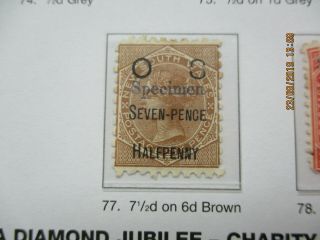 Nsw Stamps: Os Overprint Specimen - Rare (e219)