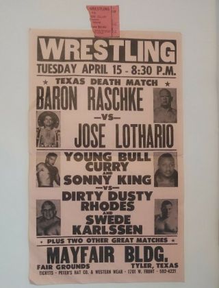 Vintage Wrestling Event Poster 2 Big Time Wrestling Nwa Wwe 60 