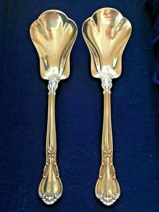 Set Of 2 Antique Sterling Silver Gorham Chantilly Sugar Shell Spoons