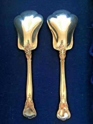 Set of 2 Antique Sterling Silver Gorham Chantilly Sugar Shell Spoons 2