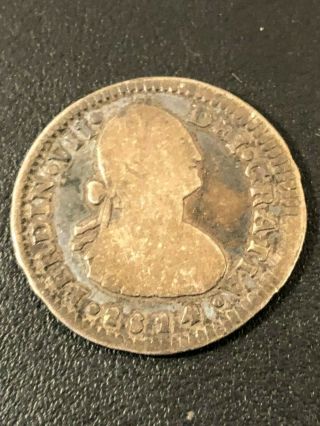 1814 - Fj Chile 1 Reale Santiago Spanish Silver Coin Us Colonial Era Rare