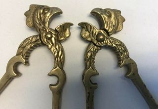Antique Pair Heavy Bronze Brass Rooster Nutcracker Country Farm Tool 5.  5” Length