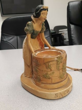 Vintage Very Rare Vintage 1938 Disney SNOW WHITE AT THE WISHING WELL Lamp 3