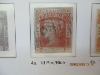 Nsw Stamps: 1d Red/ Blue Laureates Rare (e100)