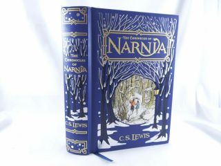 The Chronicles Of Narnia By C.  S.  Lewis Rare Blue Leather Bound Hardcover Novel