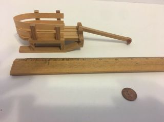 Vintage Miniature Dollhouse Hand Made Wooden Pulled Sled 1:12