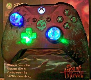 Limited Edition Sea Of Thieves Game Microsoft Xbox One Controller Rare Led Mod