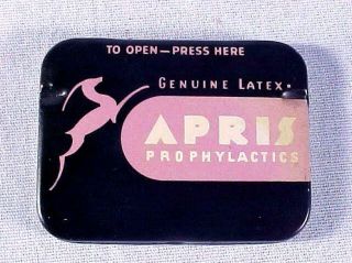 Very Rare Antique Apris Condom Prophylactic Tin 1920s