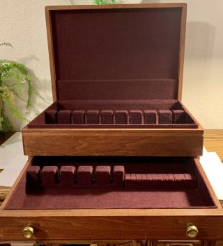Sterling Silverplate Flatware Wooden Wood Storage Chest Case Box 14,