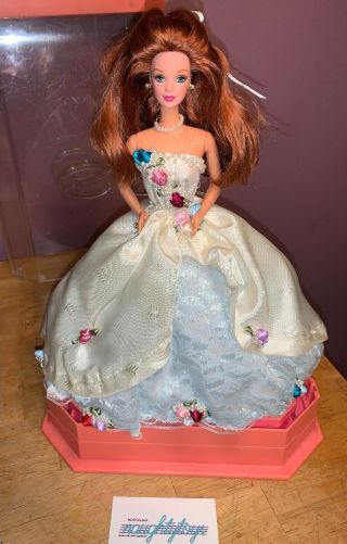 Vtg Barbie Doll W/custom Wedding Dress & Display Case Pearls Gown Handmade Bride