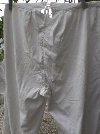 French Antique Men’s Underwear Long Johns Cotton Workwear White Vintage Pajamas 3