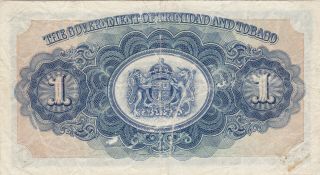 1 DOLLAR VERY FINE BANKNOTE FROM BRITISH TRINIDAD AND TOBAGO 1943 PICK - 5c RARE 2