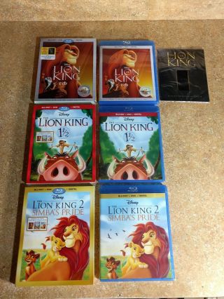 The Lion King 1,  1/2,  2 Trilogy Blu - Ray (all Have Slipcover) Rare Individual Set
