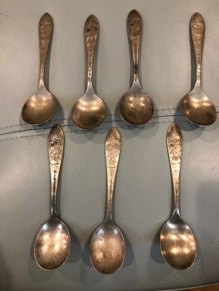 7 Vintage Souvenir Spoon 5.  5” Branford Silver Plate Walt Disney Mickey Mouse