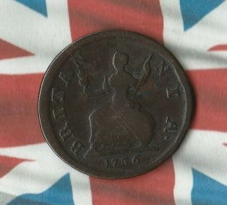 1736 King George Ii Great Britain 1/2 Penny - 284 Years Old - Rare/ Key Year?
