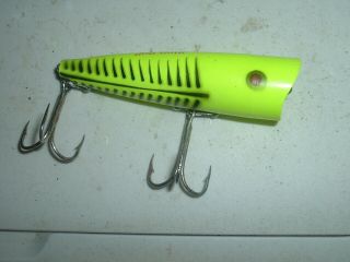 Old Fishing Lures Early Pico Pop Rare Color Chugger Chartreuse Shore Texas Bait