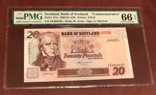 Bank Of Scotland 20 Pounds Commemorative 2003 - 04 Pick 121e Pmg Gem Unc 66 Rare