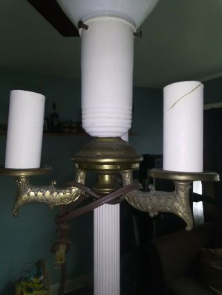 ANTIQUE VINTAGE CAST FLOOR LAMP,  TORCHIER,  light up BASE,  CANDELABRA ALL 3