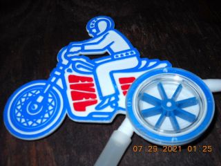 Rare 1974 Evel Knievel Spinning Wheel Motor Cycle Drinking Straw