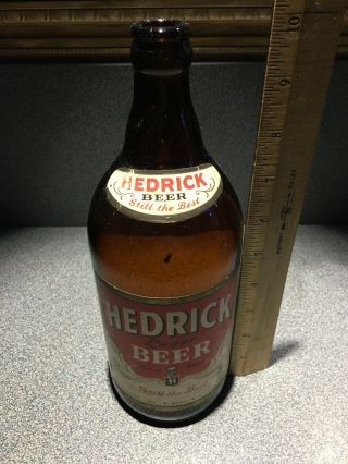 Hedrick Lager Beer Albany Ny Rare Quart Bottle 32 Oz.
