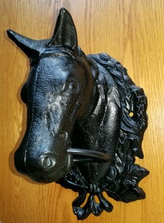 Vintage Cast Iron Large Horse Head Door Knocker Hitching Post Ashley Belle