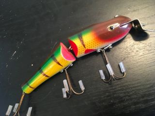 Vintage Wood Fishing Lure - Lucky Strike Canada Jointed Pikie 6 "