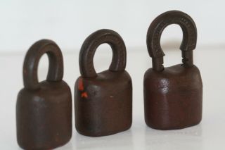 3 Antique J H W Climax Co Scandanavian Locks,  No Keys
