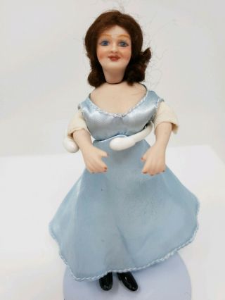 Vintage Miniature Dollhouse Artisan Porcelain Doll Busty Lady Victorian 5 " Tall