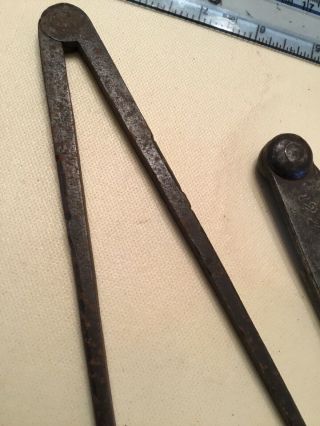 Revolutionary War 18th Century Hand Forged Iron Two Compass Dividers 8 & 6 Inch 3