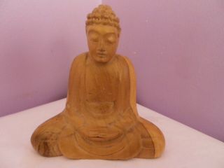 Fabulous Vintage Carved Wooden Sitting Buddha Figure 12.  5 Cms Tall,  12 Cms Long