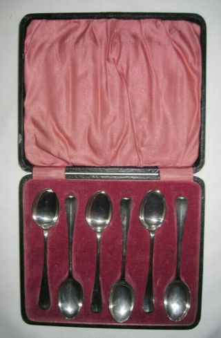 Set Of 6 Vintage Sterling Silver Teaspoons,  Rat - Tail Design,  1924,  Birmingham,  I