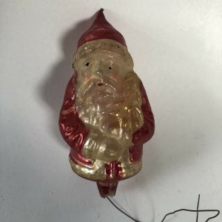 Antique Vintage Figural Celluloid Santa Claus Christmas Tree Ornament Red Gold