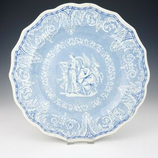 Antique E.  K.  B.  Blue & White Transferware Goddess & Pegasus Plate - Lovely