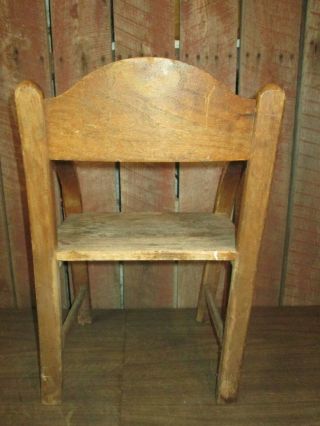 Antique Vintage Old Wooden Child ' s Bentwood Chair Primitive curved arms Oak 3