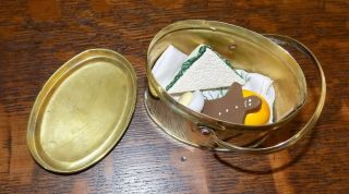 Pleasant Company American Girl Samantha Tea Tin Lunch Box Brass Pail Food RARE 3