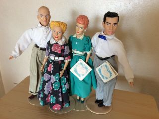 Vintage I Love Lucy Ricky Fred & Ethel Presents Of Ca Hamilton Dolls W/stands