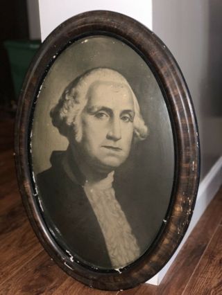 Antique Oval Framed Portrait Print Of George Washington Large 17x 22 Frame