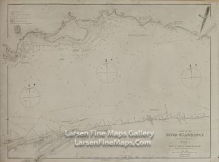 1863 Rare Map,  Plans Of The River St.  Lawrence Below Quebec,  Point De Monts To B