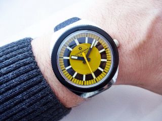 Rare Yellow German Junghans Diver Vintage Wristwatch From 1970 