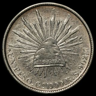 1900 Go Rs Mexico One Un Peso Silver Coin - Km 409.  1 - Rare Key Date