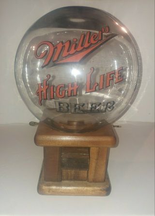 Rare Vintage Miller High Life Beer Candy Gum Dispenser Glass Globe